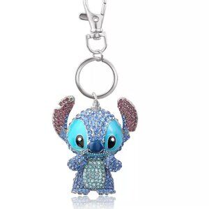 DISNEY Stitch Keychain 3D Rhinestone Crystal Metal Keychain Keyring Bag Charm